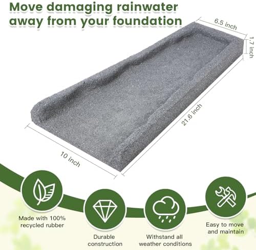 2 Pack Rubber Downspout Splash Block Rain Gutter Down Spout Drain Trays Gray