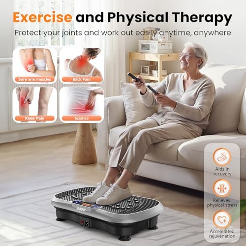 AXV Vibration Plate Fitness Platform Exercise Machine Vibrating Lymphatic Drainage Shaking Full Body Shaker Workout Vibrate Stand Shake Board Sport Gym for Weight Loss Fat Burner for Women Men