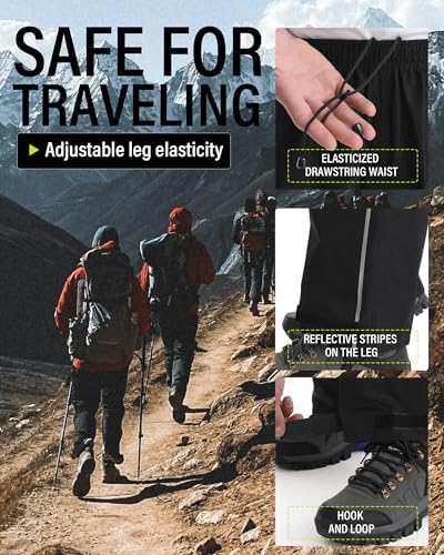 iCreek Men's Waterproof Rain Pants Lightweight Packable Windproof Outdoor Over Pants for Hiking Fishing Golf