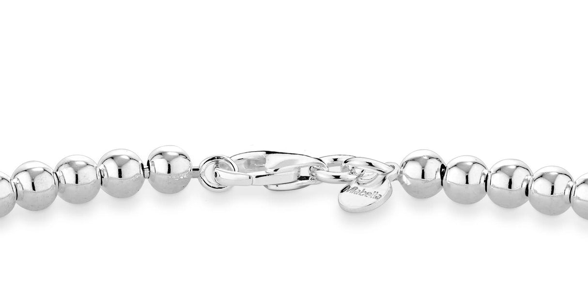 Miabella 925 Sterling Silver Italian Handmade 4mm Bead Ball Strand Chain Bracelet for Women, Made in Italy (7.50 Inches)