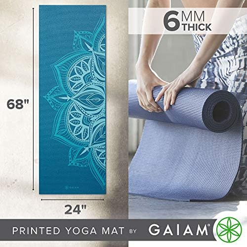 Gaiam Yoga Mat - Premium 6mm Print Extra Thick Non Slip Exercise & Fitness Mat for All Types of Yoga, Pilates & Floor Workouts (68"L x 24"W x 6mm Thick)