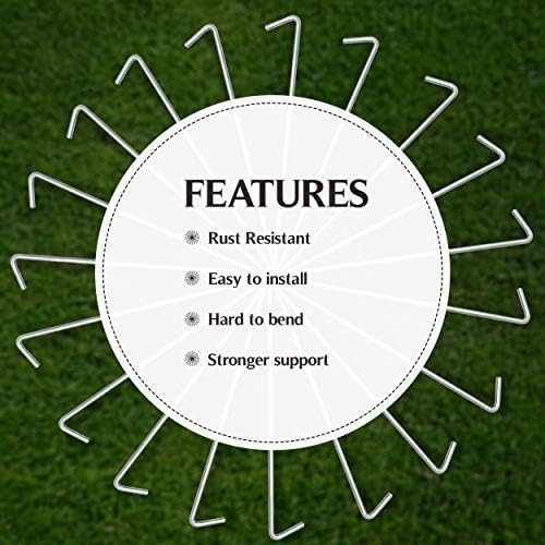 Tent Stakes Heavy Duty Metal, Galvanized Rust-Free Yard Stakes, Garden Edging Fence Hook | Tent Stakes Metal for Outdoor Camping, Tent Garden Stakes for Gardening & Canopies, Tent Pegs - by Ram-Pro