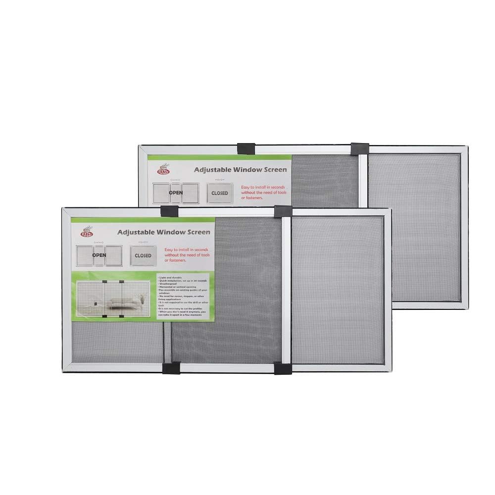 FLYZZZ Adjustable Sliding Window Screen Horizontal (15.74 ''H x 21-40''W) 2 Packs Expandable Window Screen Replacement for Home Medium