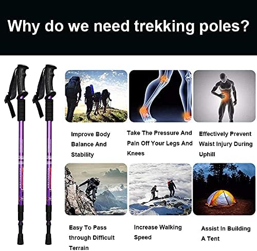 Aihoye Collapsible Trekking Poles - 2 Pack, Lightweight, Anti-Shock Walking Sticks - Adjustable for Men and Women