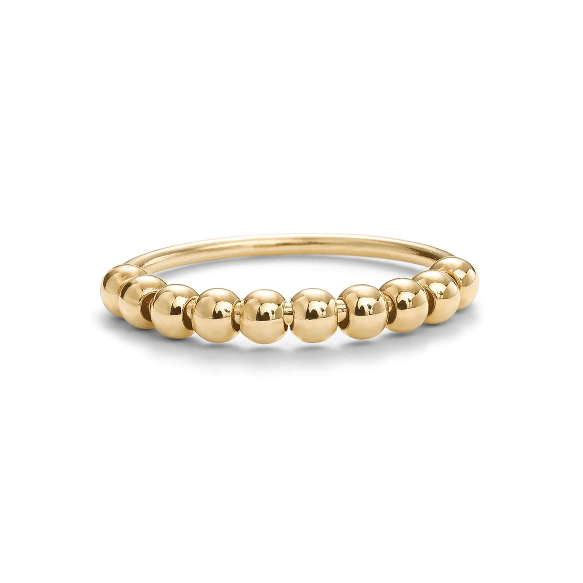 PAVOI Spinning Anxiety Ring - Beads - Yellow Gold