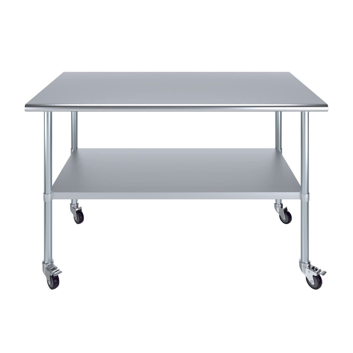 AmGood 30 in. x 60 in. Stainless Steel Work Table with Wheels | Metal Kitchen Food Prep Table | NSF
