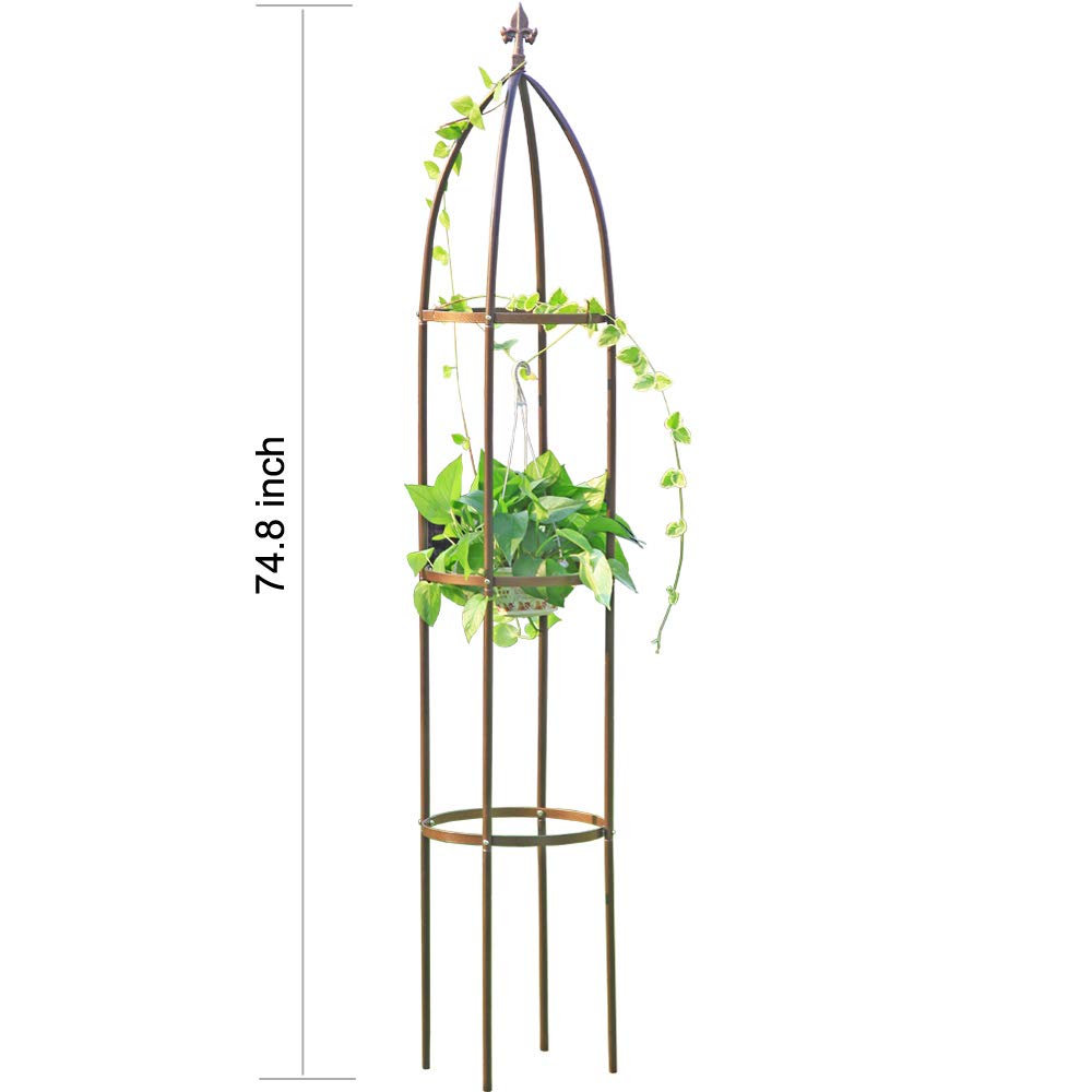 100% Metal Garden Obelisk Trellis Heavy Duty 6.3 ft Tall for Climbing Vines