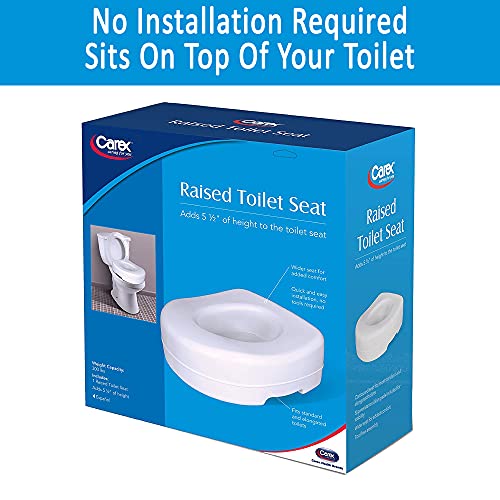 Carex Toilet Seat Riser - Adds 5.5 Inch of Toilet Height - Raised Toilet Seat with 300 Pound Weight Capacity, Slip-Resistant, Toilet Riser, Elevated Toilet Seat