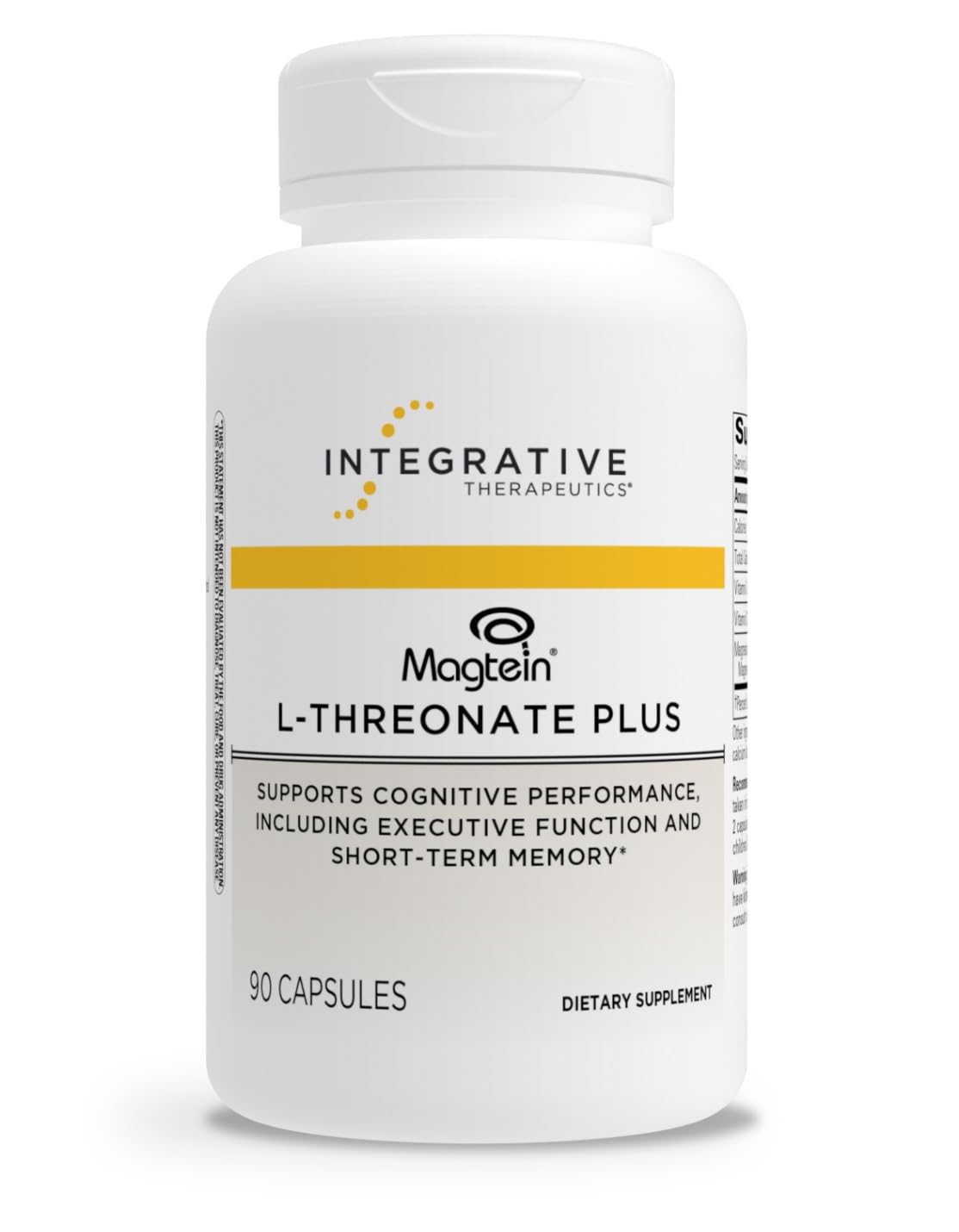 Integrative Therapeutics Magtein L-Threonate Plus, Cognitive Support*, Short-Term Memory Support*, Vitamin C, Vitamin D3, 90 Capsules