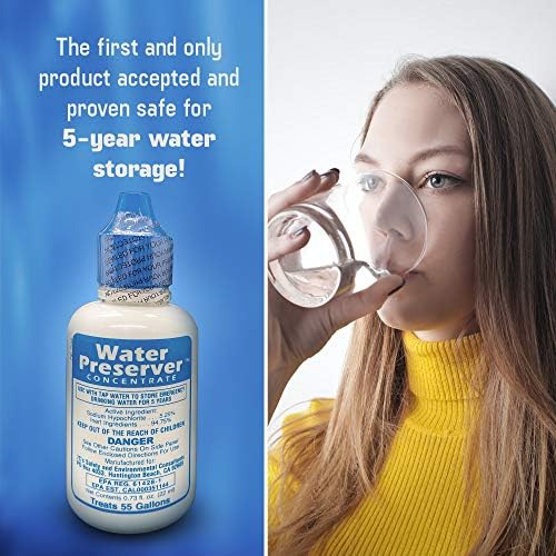 55 Gallon Water Preserver Concentrate (5 years) Water Treatment Drops - Water Treatment For Drinking Water - Mayday Emergency Drinking Water - Defiance Fuel Water - Earthquake Water, Emergency Storage