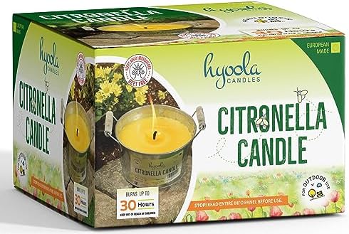 HYOOLA Large Citronella Candles Outdoor Bucket - 30 Hour - 2-Pack - Natural Repellent - European Made