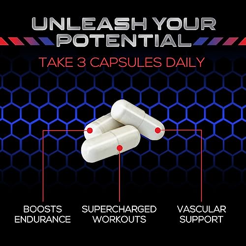 Extra Strength Nitric Oxide Supplement L Arginine 3X Strength - Citrulline Malate, AAKG, Beta Alanine - Premium Muscle Supporting Nitric Oxide Booster for Strength & Energy Supplements - 120 Capsules