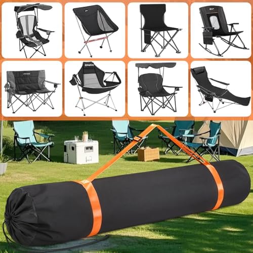 TOBWOLF Extra Large Portable Chair Bag, 47"x14.6" Folding Camping Chair Storage Bag with Shoulder Strap, Heavy Duty Carrying Sack for Foldable Outdoor Lawn Fishing Chairs, Hammock, Tent, Yoga Mat