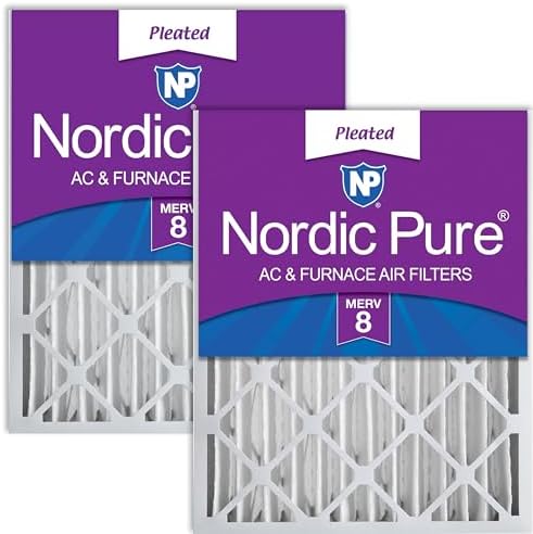 Nordic Pure 16x20x4 (15_1/2 x 19_1/2 x 3_5/8) Pleated MERV 8 Air Filters 2 Pack