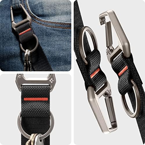 Spigen Life Carabiner Lanyard Keychain Strap for Keys ID Badge Wallet Holder and Everyday Carry Items Wrist Keychain Ring Carabiner - Black