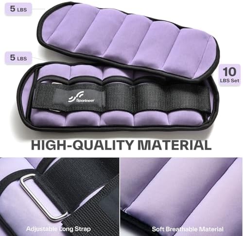 Sportneer Adjustable Ankle Weights 1 Pair 2 4 6 8 10 Lbs Leg Weight Straps for Women Men, Weighted Ankle Weights Set for Gym,Fitness, Workout,Walking, Jogging,1-5 lbs Each Ankle, 1 Pair 2-10 lbs