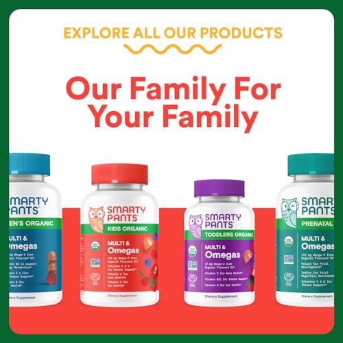 SmartyPants Kids Multivitamin & Fiber Gummies: Prebiotic Fiber to Support Kids Digestion with Vitamin D3, C, Vitamin B12, B6, A, Zinc, Biotin, Folate, Three Fruit Flavors, 90 Count (30 Day Supply)