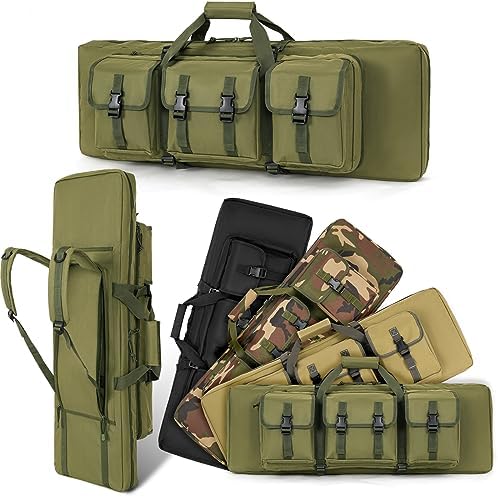 DULCE DOM 32/36/42/48/52 inch Double Rifle Case Soft Bag Gun Case, Perfect for Rifle Pistol Firearm Storage and Transportation, All Around Shooting Range Tactical Rifle Backpack, Indoor Outdoor