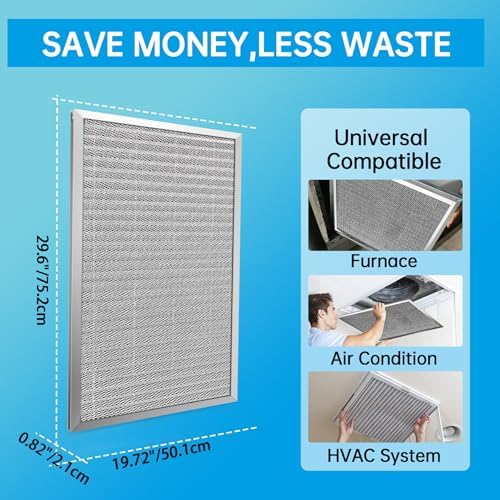 UBeesize 20x30x1 Reusable Electrostatic Air Filter HVAC AC Furnace Filter,MERV 8,Washable, Lasts a Lifetime,Permanent Air Filter,Breathe Fresher,Home And Office(Actual Size:19.5x29.65x0.82 Inch)
