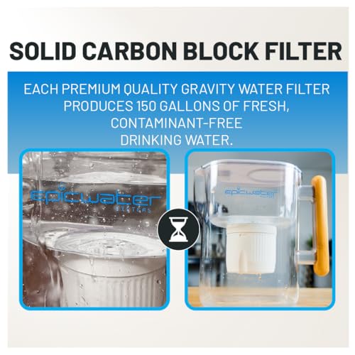 Epic Water Filters Pure Filter Pitchers for Drinking Water, 10 Cup 150 Gallon Filter, Tritan BPA Free, Removes Fluoride, Chlorine, Lead, Forever Chemicals (White & Bamboo)