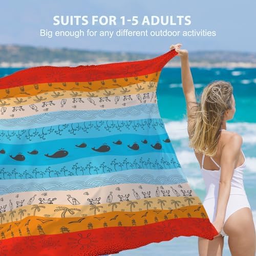 BYDOLL Beach Blanket 78''X81'' 4-7 Adults Oversized Lightweight Waterproof Sandproof Blanket for Beach Large Picnic Mat Travel Camping