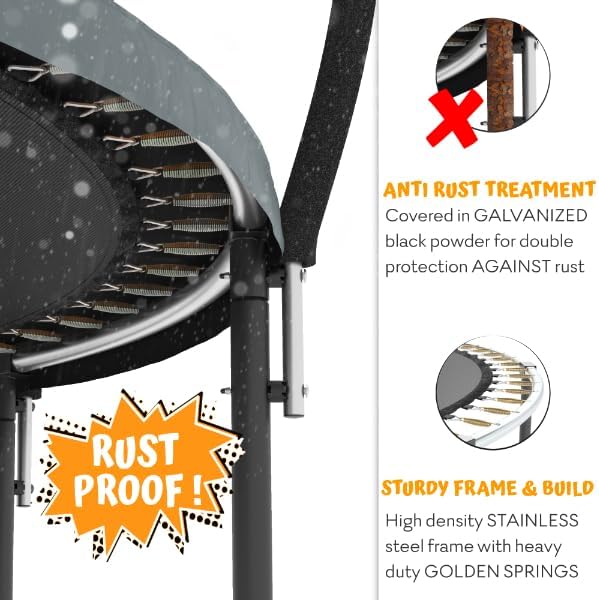 JUMPZYLLA Trampoline Outdoor 8FT 10FT 12FT 14FT 15FT 16FT with Enclosure and Ladder, ASTM Approved Recreational Trampoline for Kids and Adults, Anti-Rust Coated Frame