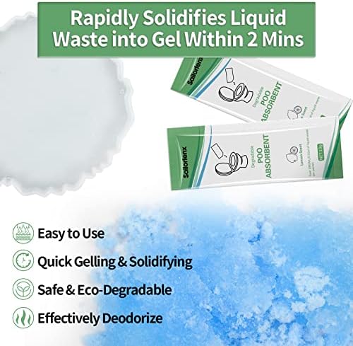 Poo Absorbent for Portable Toilet, Camping Toilet Chemicals, Eco Degradable Absorbent Gel Liquid Waste Gelling and Deodorizing Absorbent Emergency Toilet Waste Treatment