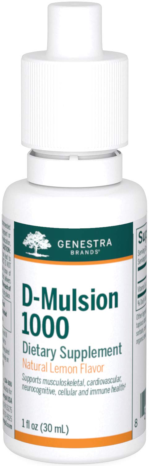 Genestra Brands D-Mulsion 1000 - Liquid Vitamin D Supplement - Natural Lemon Flavor - 1 Fl Oz