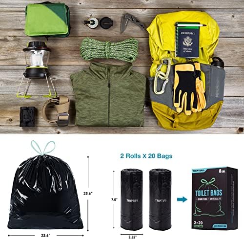 TRIPTIPS Portable Toilet Bags Drawstring 8 Gallon Camping Toilet Bags Toilet Waste Bags Leak-Proof Toilet Liners, Trash Bags for Camping, Hiking, Traveling