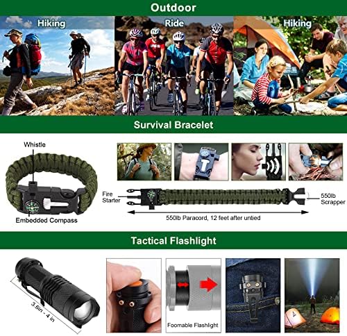 Gifts for Men Dad Husband Teenage Boy, Survival Kit 28 in 1, Survival Gear Tool Emergency Tactical Equipment Supplies Kits for Families Outdoors Camping Hiking Adventures