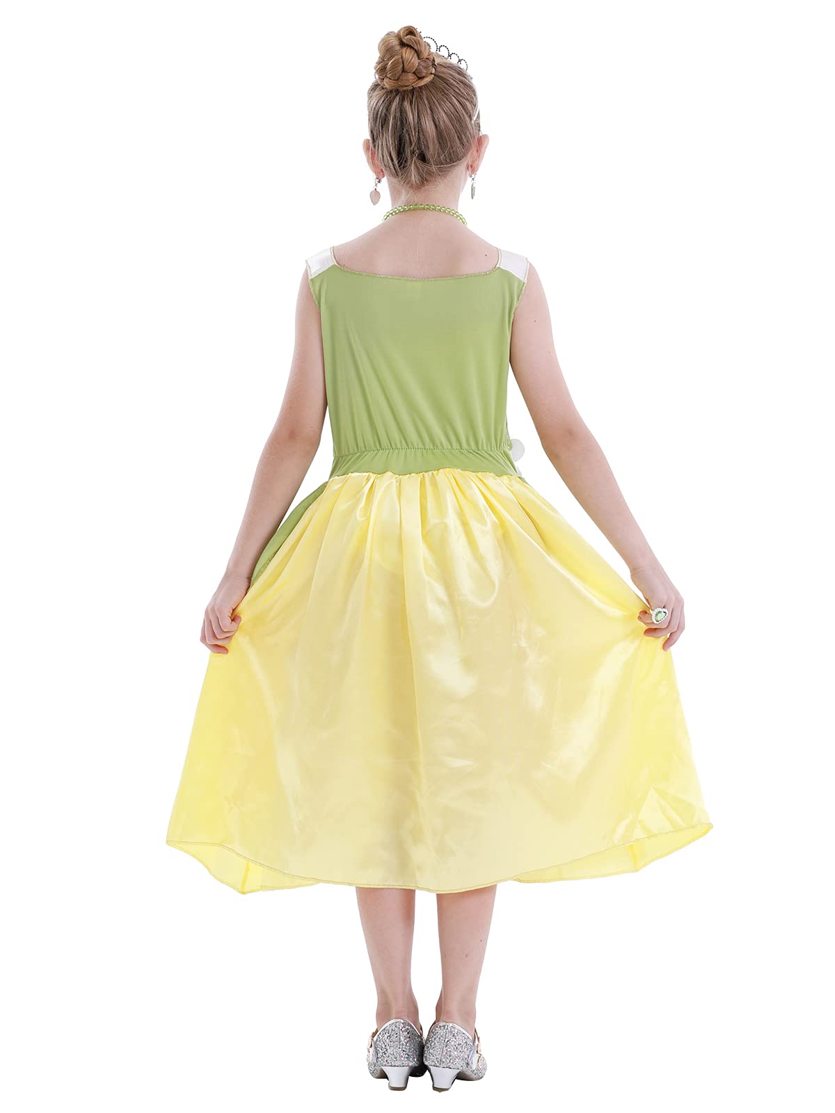 WonderBabe Green Fairy Tale Princess Dress Fancy Birthday Party Dresses Halloween Christmas Party Dress up Role Play Dresses Luxury Outfit Green Size 5T 6T Age 5-6 Years