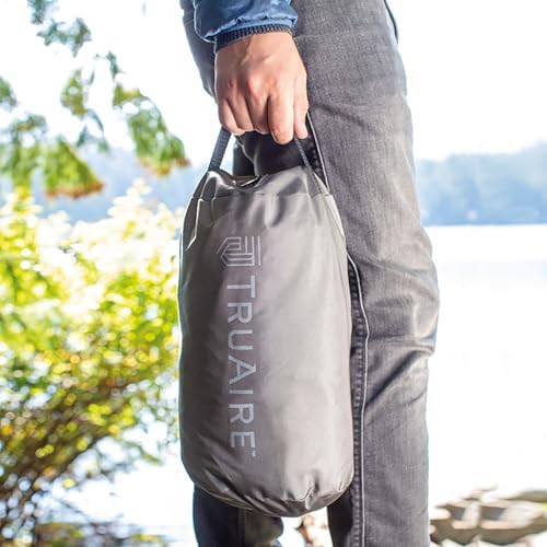 Intex 60412E TruAire Luxury Camping Mattress: Fiber-Tech – Puncture-Resistant Laminate – QuickFill USB Air Pump – 600lb Weight Capacity – Full Size, Blue