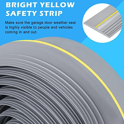 Papillon Garage Door Bottom Seal Strip, Weatherproof EPDM Rubber Threshold, Fits All Standard Doors, Easy for DIY Homeowners, No Adhesive (20Ft, Grey)