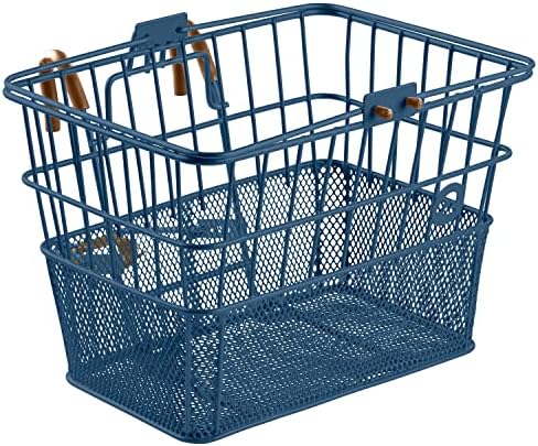 Retrospec Apollo Detachable Front Bike Basket Steel Half-Mesh with Integrated Detachable Hooks and Built-In Handle, Easy Assembly and Portability for Bicycles