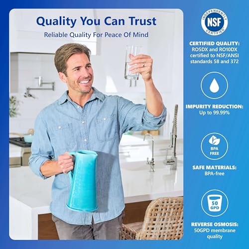 Express Water Reverse Osmosis Alkaline Water Filtration System – 10 Stage RO Water Filter with Faucet and Tank – Under Sink Water Filter with Alkaline Filter for Added Essential Minerals – 50 GPD