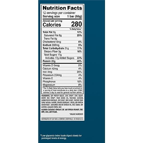 CLIF BUILDERS Protein Bars - Chocolate Mint Flavor - 20g Plant Based Protein - Gluten Free - Non-GMO - Low Glycemic - No Artificial Sweeteners - Value Pack, 2.4 oz. (12 Count)