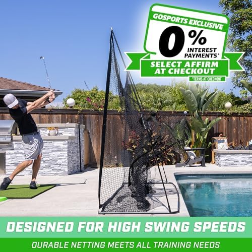 GoSports Golf Practice Hitting Net - Choose Between Huge 10 x7 ft or 7 x7 ft Nets -Personal Driving Range for Indoor or Outdoor Use - Designed by Golfers for Golfers