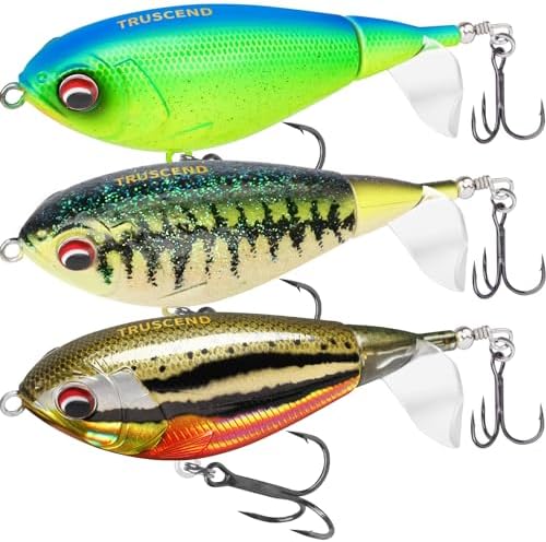 TRUSCEND PoPobait Plopper with BKK Hooks, Top Water Fishing Lures for Bass Walleye Pike Catfish Musky Perch, Floating Lure for Freshwater or Saltwater, Amazing Teasers Fishing Gifts for Family Fishing
