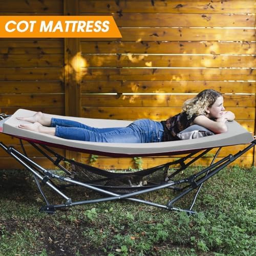 CYMULA Camping Cot Mattress 2in Memory Foam Sleeping Pad,Soft Warm Non-Slip Camping Mattress Topper with Retaining for Adults,Portable Roll up Mattress Pad for Travel (75 x30)(only Mattress)