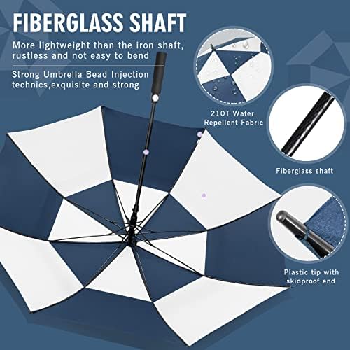 ZOMAKE Automatic Open Extra Large Golf Umbrella 51/54/62/68 Inch, Double Canopy Vented Windproof Oversize Stick Umbrellas for Rain