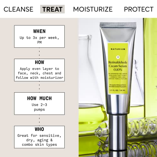 Naturium Retinaldehyde Cream Serum 0.10%, Advanced Anti-Aging & Smoothing Potent Face & Skin Care, 1.7 oz