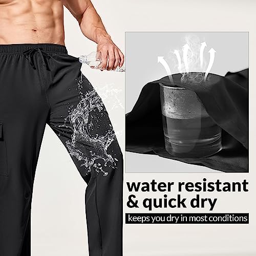 baleaf Men's Hiking Pants Water Resistant Cargo Quick Dry Travel Elastic Waist with Zip Pockets UPF 50+ for Work Running
