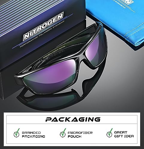 Nitrogen Polarized Wrap Around Sport Sunglasses for Men Women UV400 Protection Sun Glasses