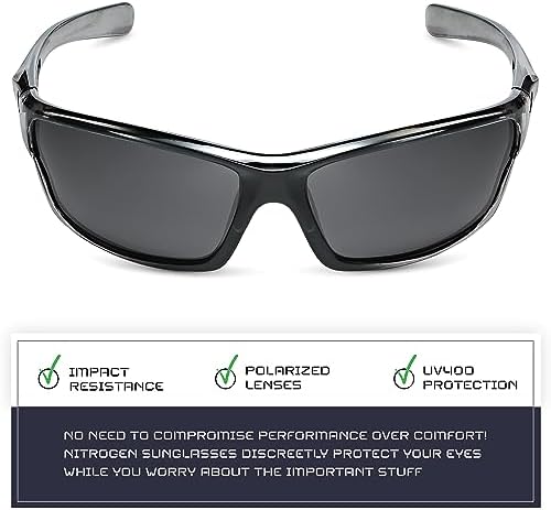 Nitrogen Polarized Wrap Around Sport Sunglasses for Men Women UV400 Protection Sun Glasses