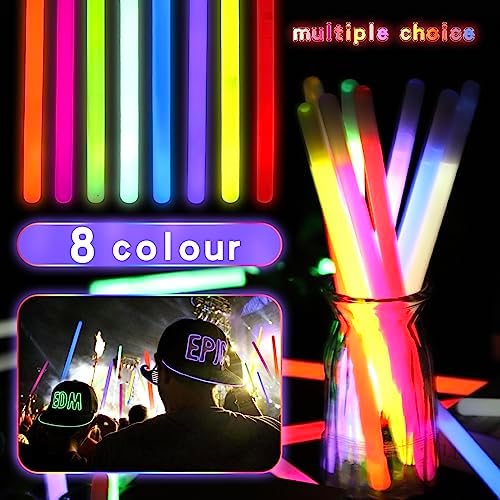 20 Pcs Ultra Bright Large Glow Sticks 14 Inch Industrial Grade 8 Colors Jumbo Light Sticks Emergency glow in the dark for Camping Accessories, Party,Hurricane, Earthquake, Survival Kit