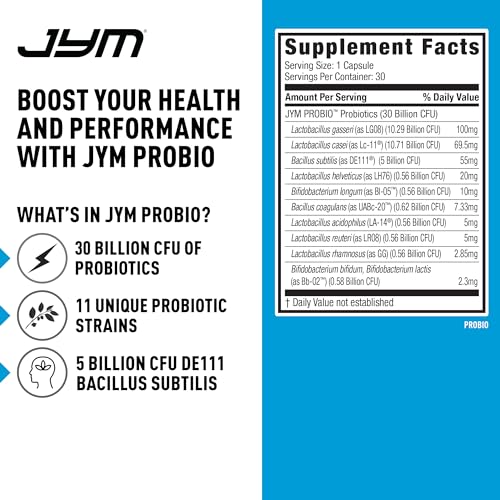 ProBio JYM Performance Probiotic, Heart, Gut, Immune Health, Athletic Recovery, and Body Composition for Men & Women, 30 Day Supply