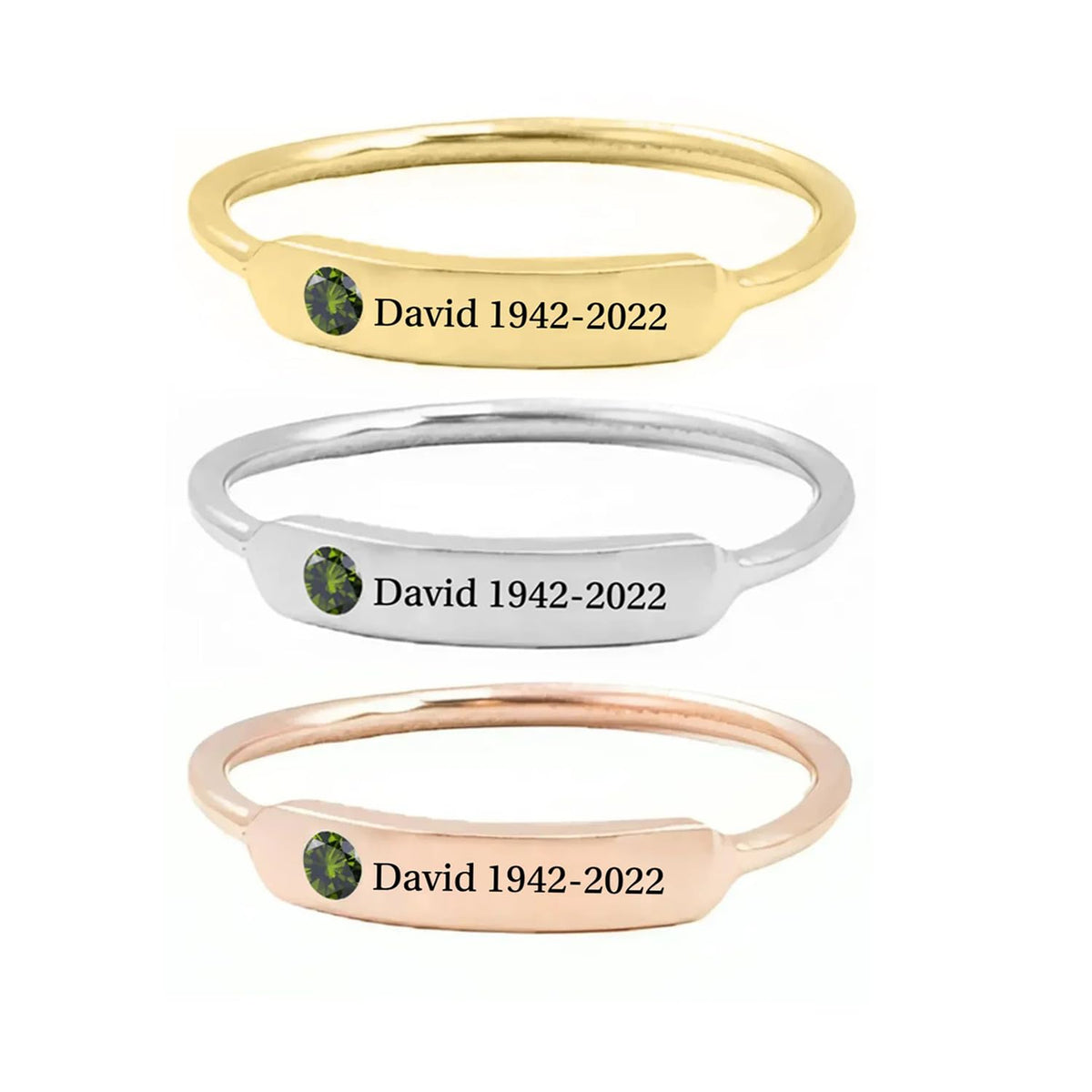 OVNMFH Personalized Birthstone Name Memorial Ring, Custom Engraved Memorial Jewelry for Women Men, Custom Name Date Loss Of Husband, Mom, Dad Love, Sympathy Gift for Loss Of Loved One