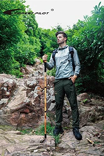 Trekking Poles- 1-pc Pack - Adjustable Hiking or Walking Stick –Strong, Natural Beech Wood - Quick Adjust Flip-Lock - Beech Wood Grip, Leather Strap