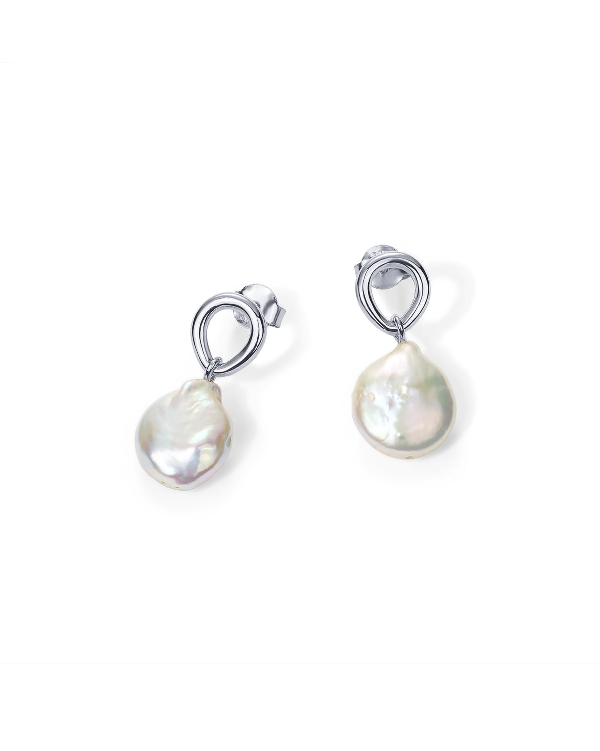 PAVOI 925 Sterling Silver Pearl Statement Wedding Drop Earrings, White Gold