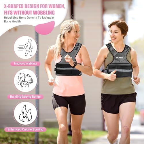 Adjustable Weighted Vest for Women, 6-12 Lbs Rucking Vest with 6 Ironsand Weights, Best Weighted Vest with Plus Pockets & Reflective Strips for Running, Walking, Workout and Strength Training